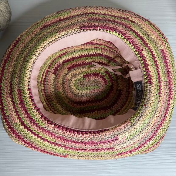 Free People hat x San Diego bucket hat straw handmade woven striped - Picture 4 of 5